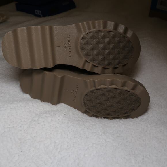 Aerosoles Sirie Kids Chelsea Ankle Fashion Boots Taupe Girls Size 1 Knit Pink - Picture 12 of 13